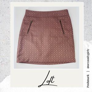 LOFT Mauve Brocade Lace Fully Lined A-Line Skirt